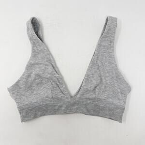 Victorias Secret XSmall Light Heather Gray Ribbed Plunge Bralette Comfort Lounge